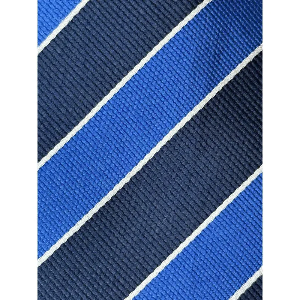 CHARLES TYRWHITT Men's 100% Silk Necktie Designer Blue &‎ White Striped EUC